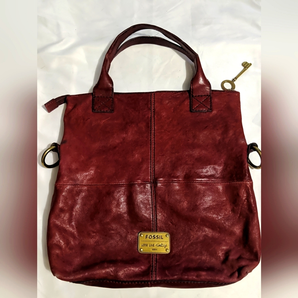 Fossil Leather Shoulder Bag Womens Maroon Vintage 1994